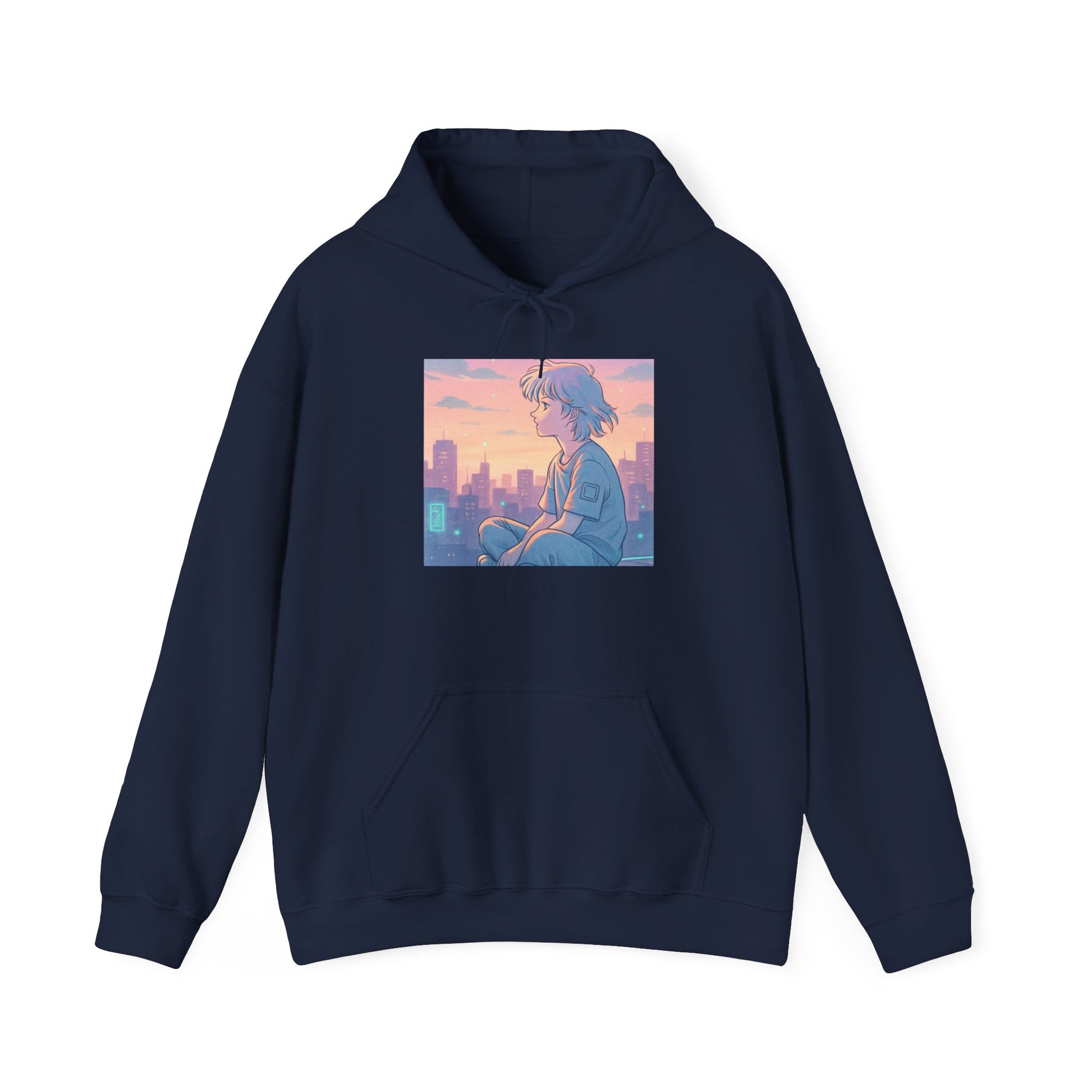 Hooded Sweatshirt Lofi/Vaporwave Design - Oceanfront Products