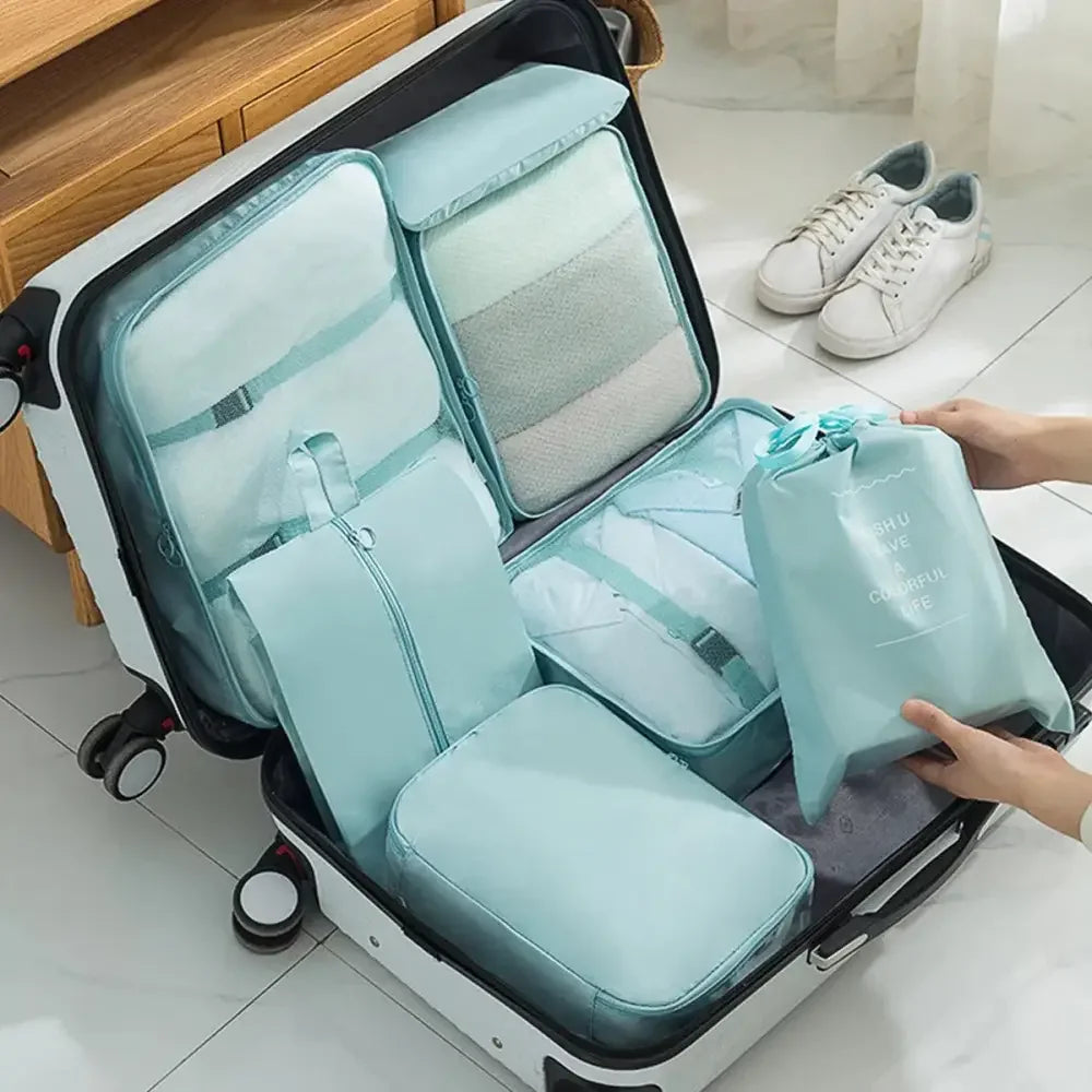 7 Pcs Set Travel Organizer Storage Bags Suitcase Packing Cubes Set Cases Portable Luggage Clothes Shoe Tidy Pouch Folding.-zmt - Oceanfront Products