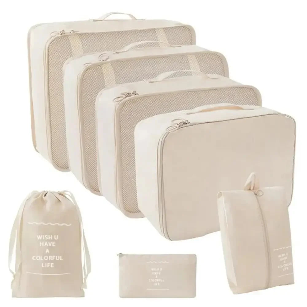 7 Pcs Set Travel Organizer Storage Bags Suitcase Packing Cubes Set Cases Portable Luggage Clothes Shoe Tidy Pouch Folding.-zmt - Oceanfront Products