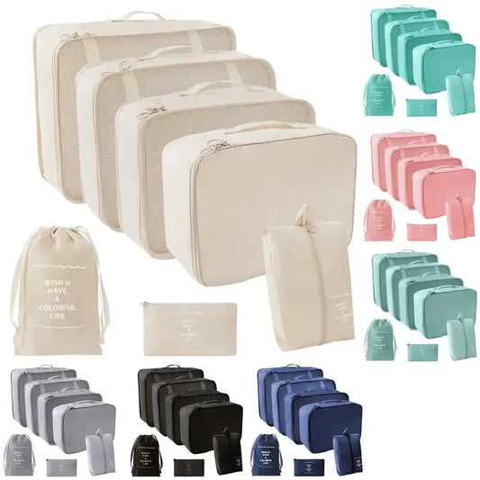 7 Pcs Set Travel Organizer Storage Bags Suitcase Packing Cubes Set Cases Portable Luggage Clothes Shoe Tidy Pouch Folding.-zmt - Oceanfront Products