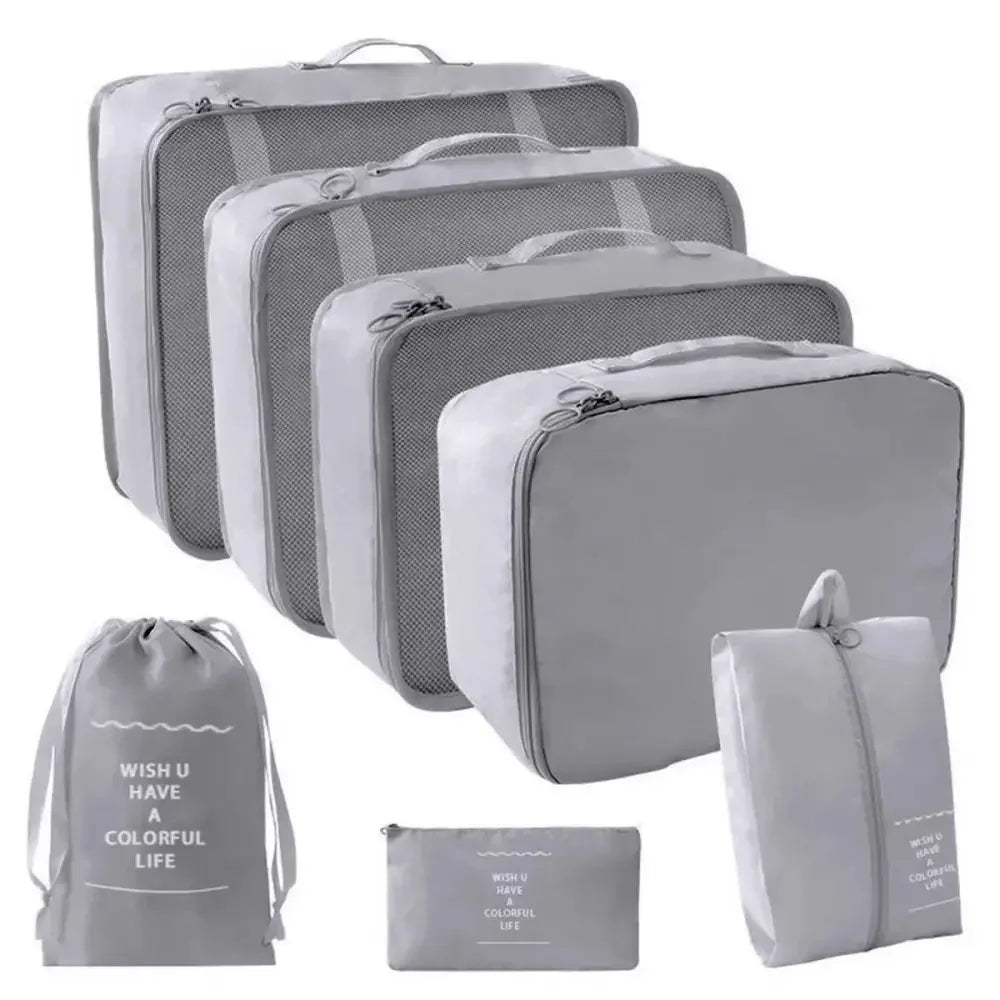 7 Pcs Set Travel Organizer Storage Bags Suitcase Packing Cubes Set Cases Portable Luggage Clothes Shoe Tidy Pouch Folding.-zmt - Oceanfront Products