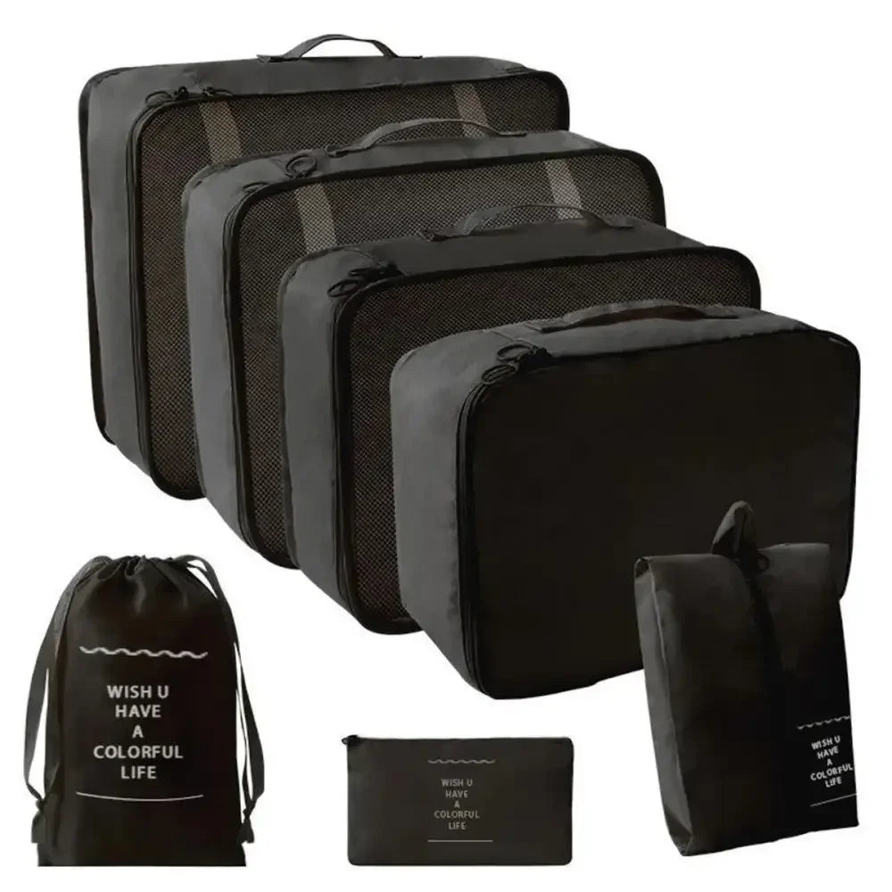 7 Pcs Set Travel Organizer Storage Bags Suitcase Packing Cubes Set Cases Portable Luggage Clothes Shoe Tidy Pouch Folding.-zmt - Oceanfront Products