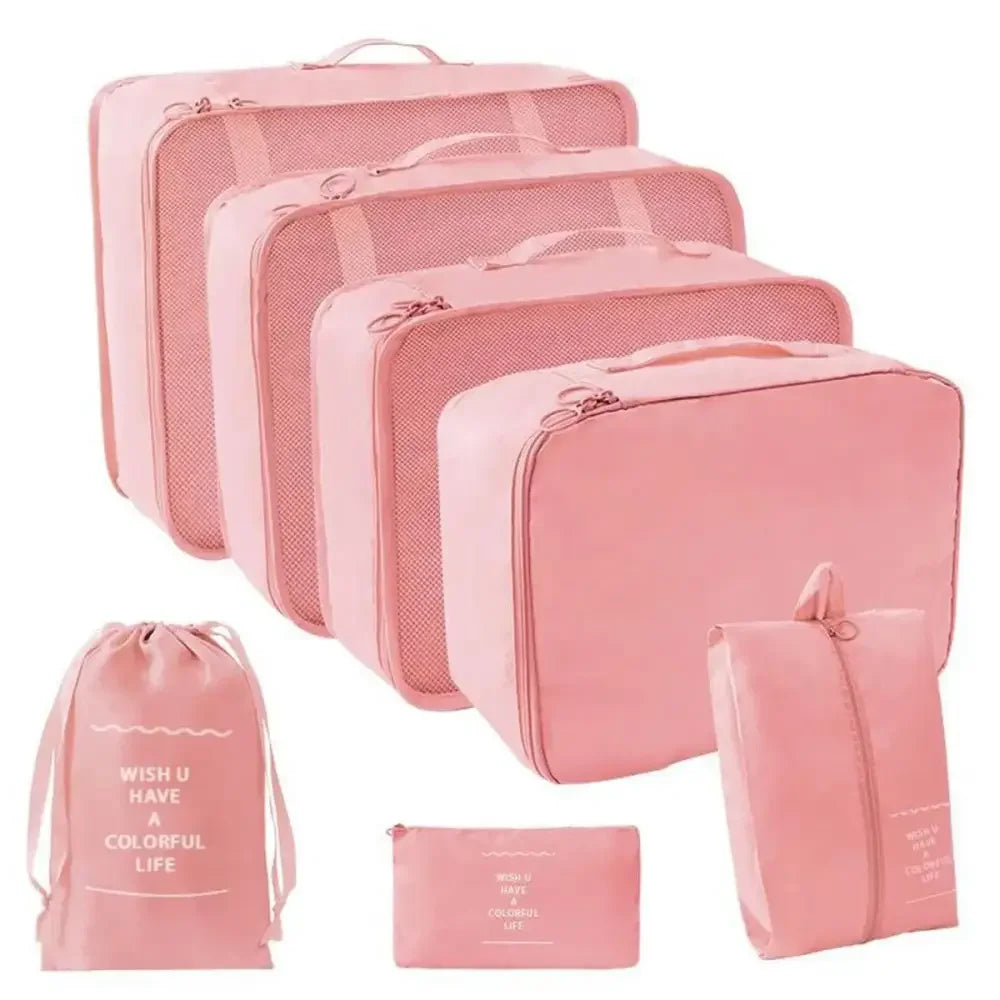 7 Pcs Set Travel Organizer Storage Bags Suitcase Packing Cubes Set Cases Portable Luggage Clothes Shoe Tidy Pouch Folding.-zmt - Oceanfront Products