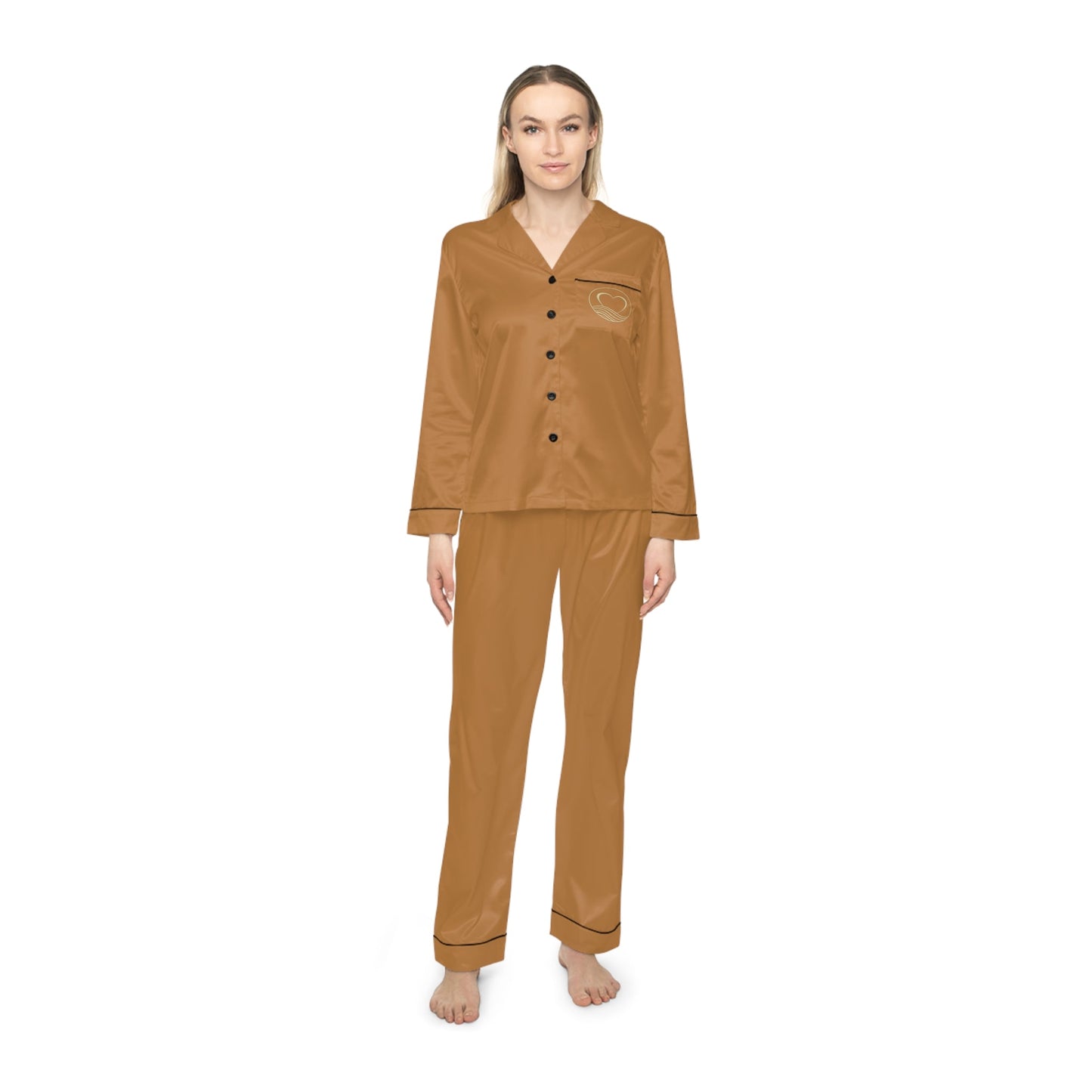 Golden Hour Soft Life Satin Pajama Set – Champagne Edition | Oceanfront Products Printify