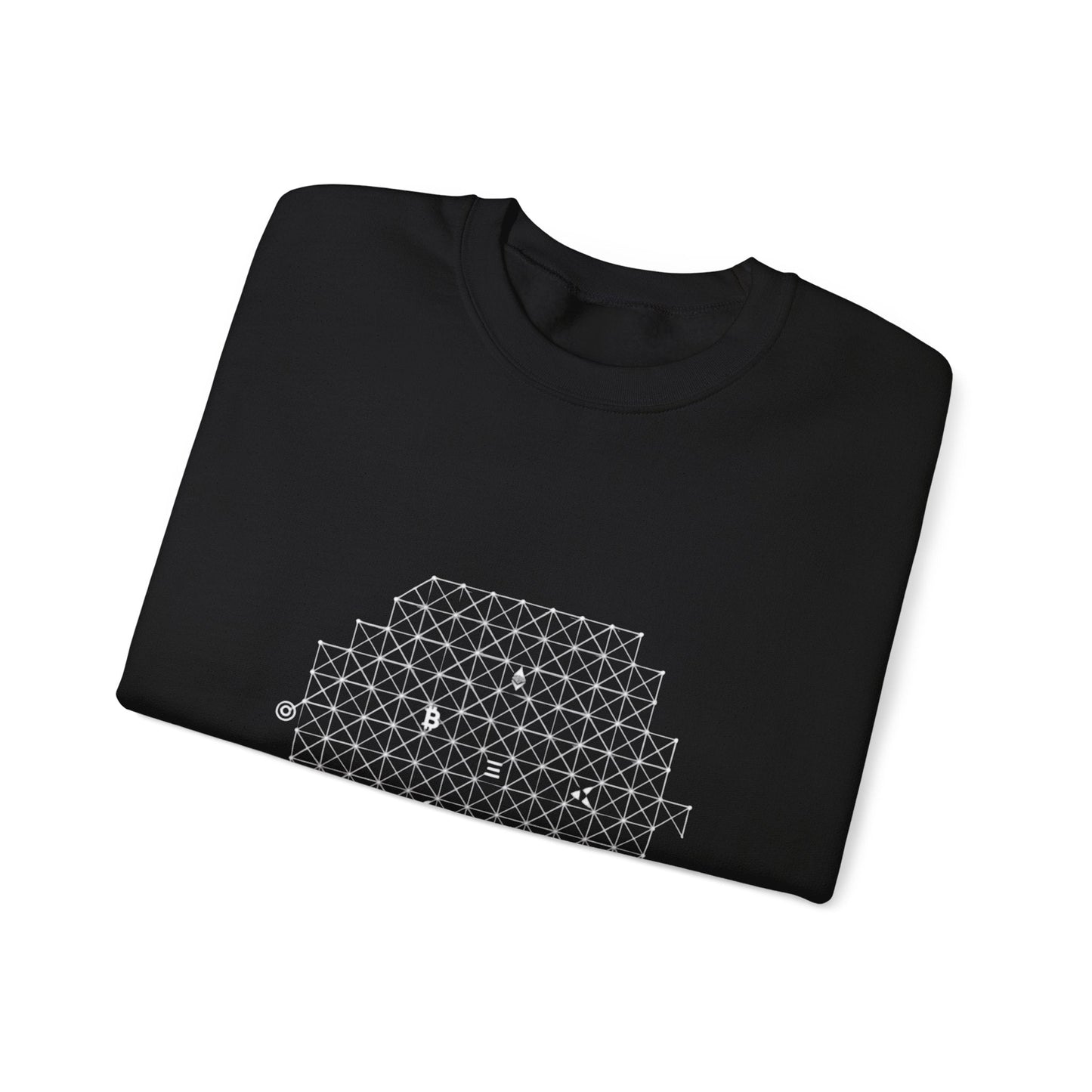 The Ledger Crewneck Sweatshirt — Geometric Crypto Grid Design Printify