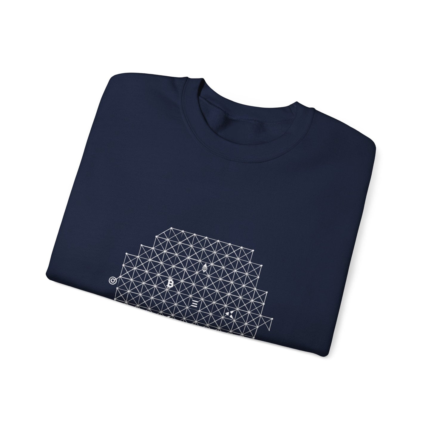 The Ledger Crewneck Sweatshirt — Geometric Crypto Grid Design Printify