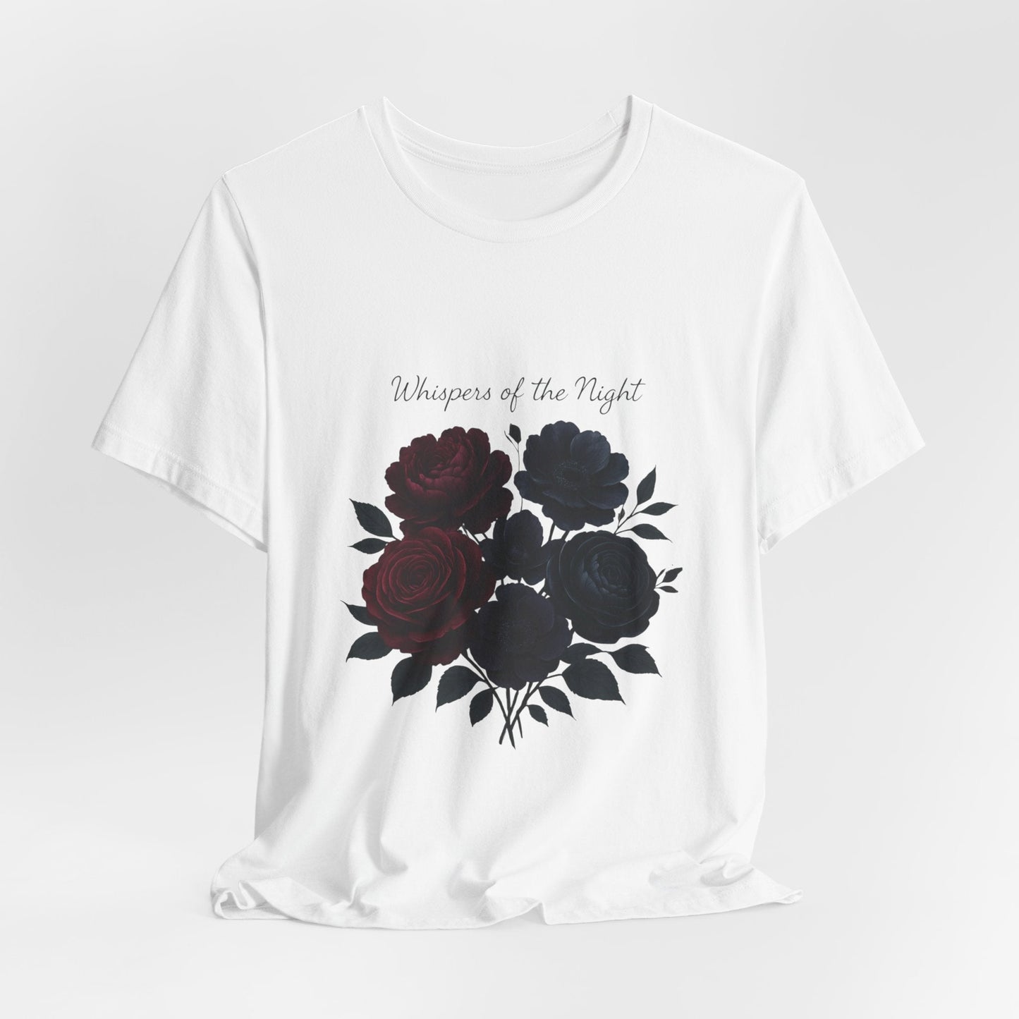 Whispers of the Night floral bouquet T-Shirt | dark roses Printify