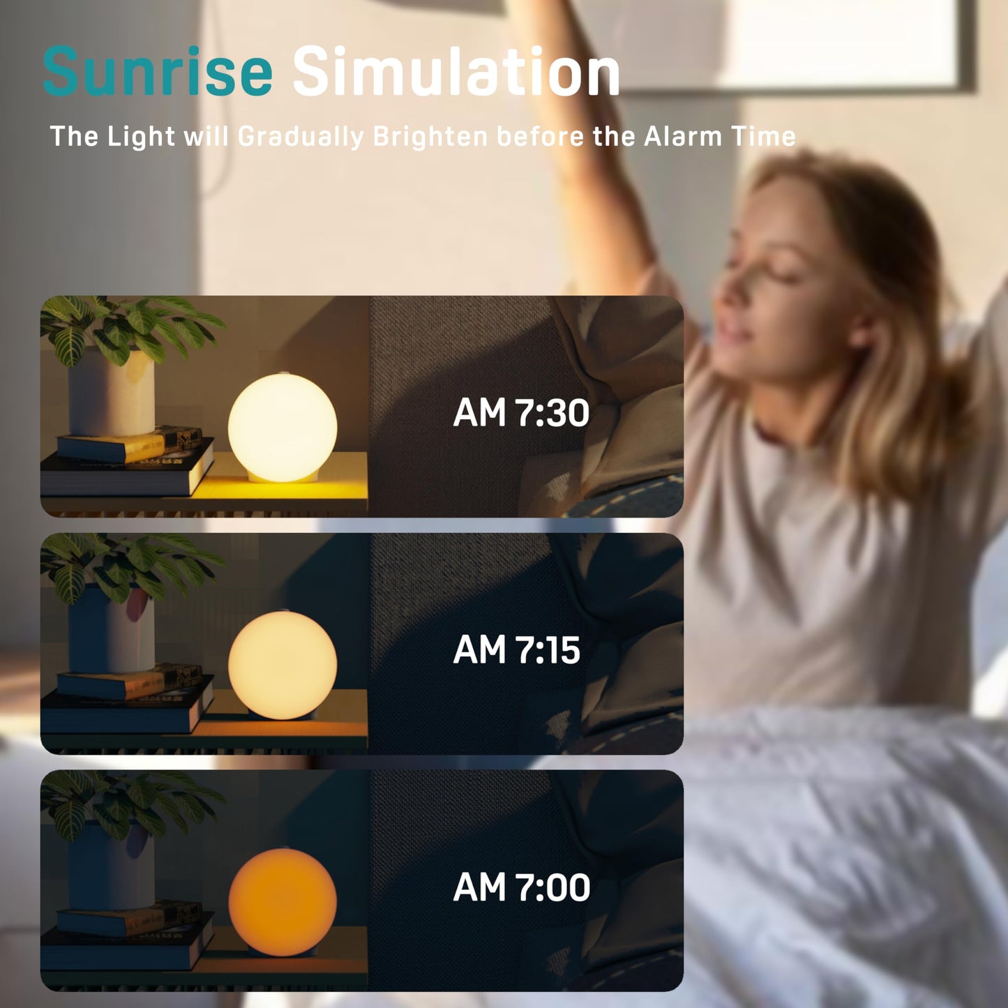 Oceanfront Sunrise Glow Clock – Wake-Up Light, Sleep Aid, Dual Alarm, 7 Colors, Natural Sunrise Simulation Oceanfront Products