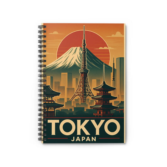 Tokyo Japan Spiral Notebook - Vintage Travel Design, Aesthetic Journal, Study Notebook, Gift for Travelers, Office Supplies - Oceanfront Products