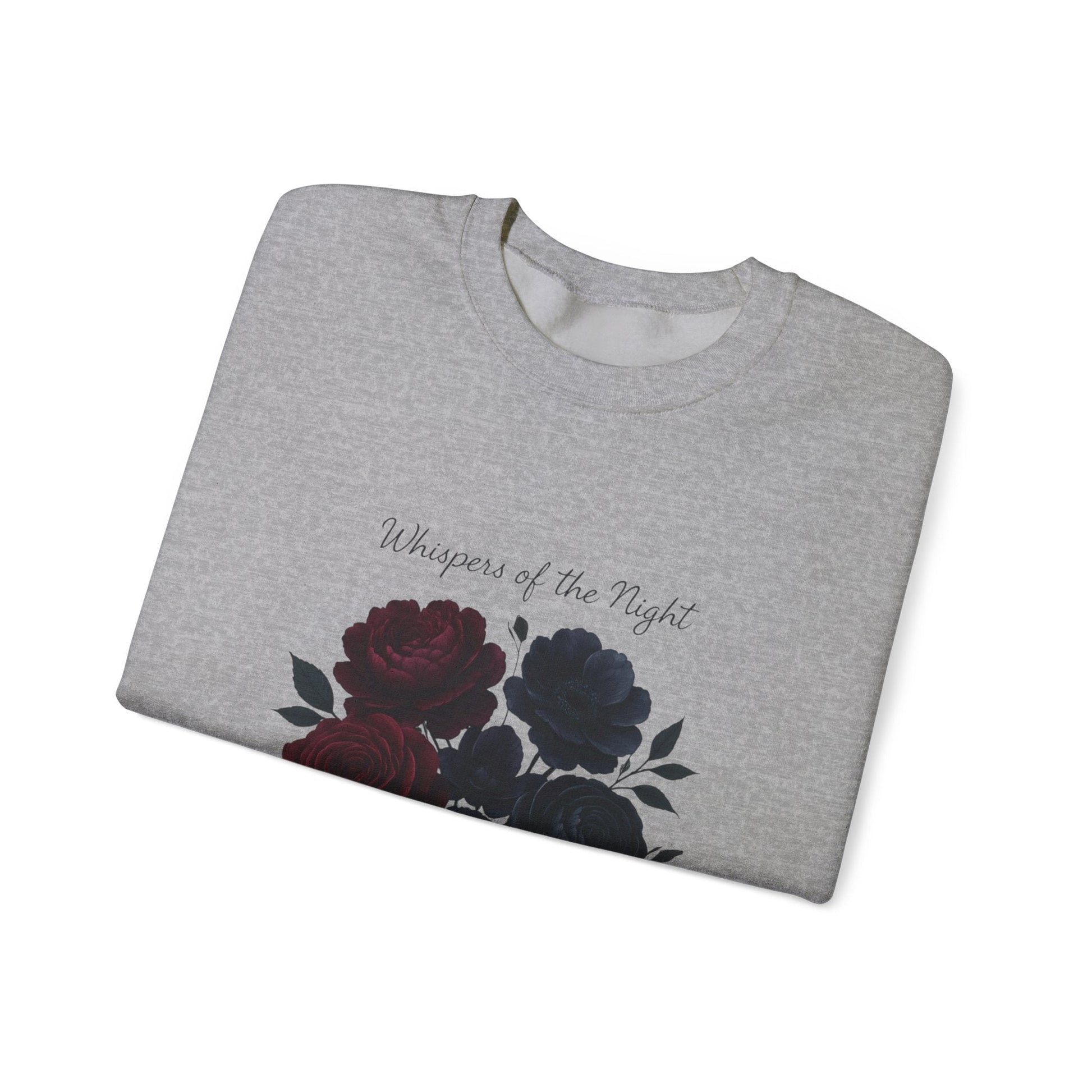 Whispers of the Night floral roses Sweatshirt | dark red black bouquet Oceanfront Products