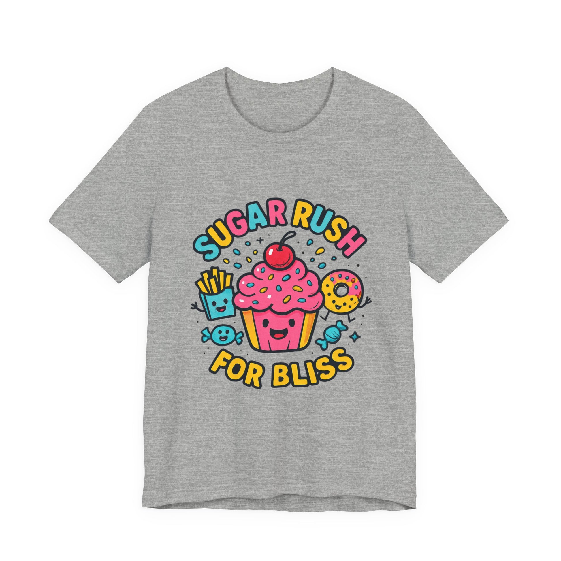 Sugar Rush for Bliss – Cartoon Snack Party Tee | Colorful Cupcake Design | Whimsical Foodie Shirt | Kawaii Vaporwave Candy Aesthetic - Oceanfront Products