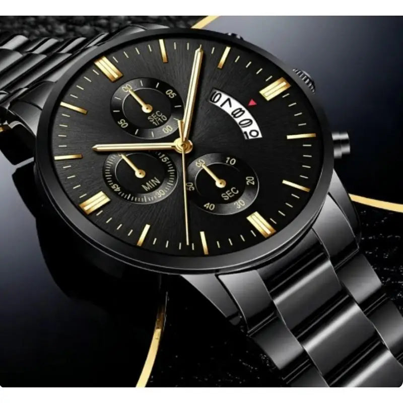 Luxury Stainless Steel Men Calendar Quartz Watch Business Dress Wristwatch Reloj Hombre Daily Formal Watch