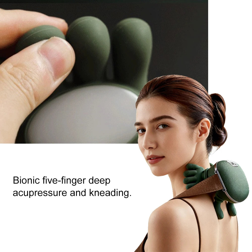 Electric Neck Shoulder Muscle Massager Cervical Spine Kneading Massage Relieve Fatigue Relax Tools Bionic Finger Silicone Soft