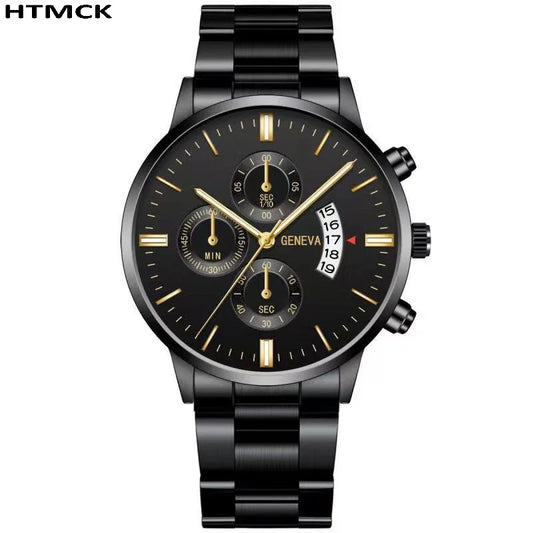 Luxury Stainless Steel Men Calendar Quartz Watch Business Dress Wristwatch Reloj Hombre Daily Formal Watch