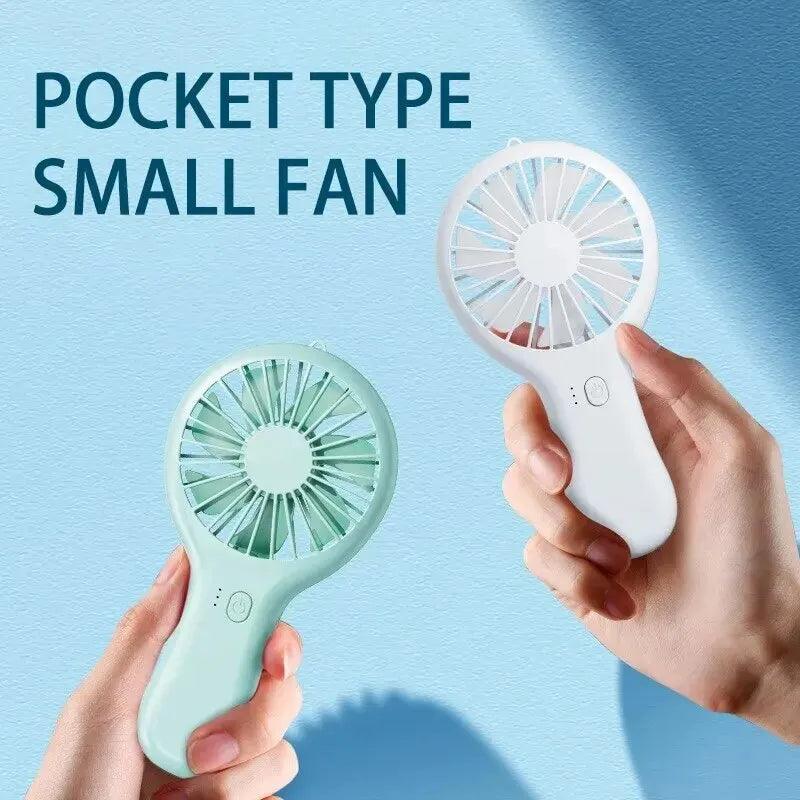 Creative Mini Handheld Small Fan USB Charging Portable 3 Speed High Wind Desktop Office Travel Pocket Fan Student Quiet Chroma - Oceanfront Products