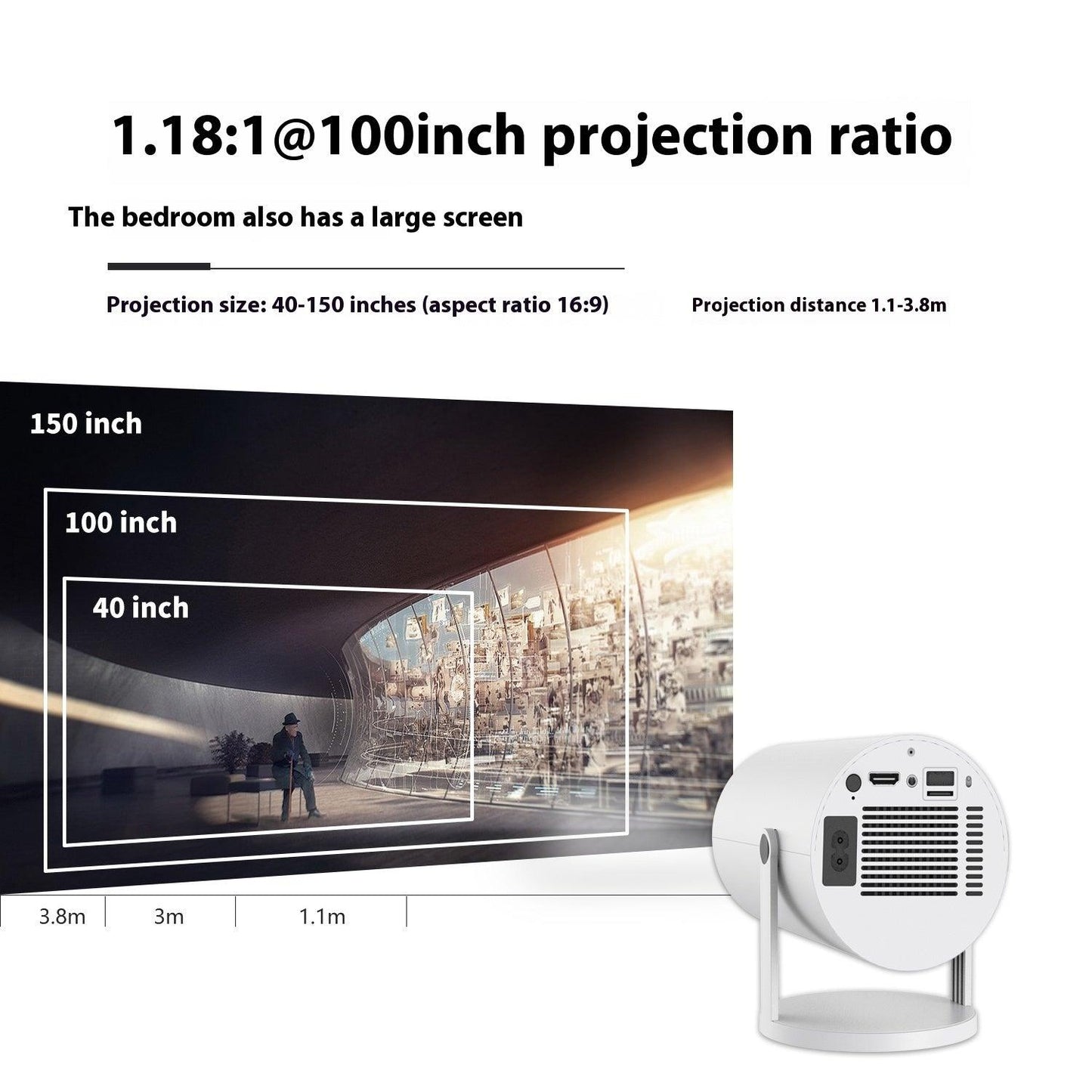 Portable Projector Small Straight Projector For Home Use 180 Degrees Projection Angle Automatic Focus Home Video Projector - Oceanfront Products