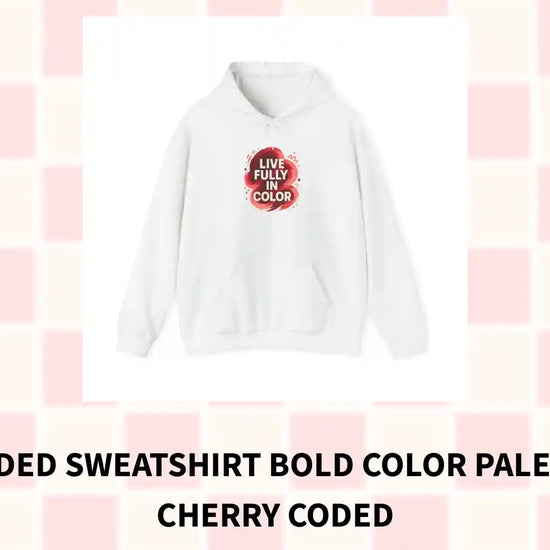 Hooded Sweatshirt Bold Color Palettes Cherry Coded by@Outfy
