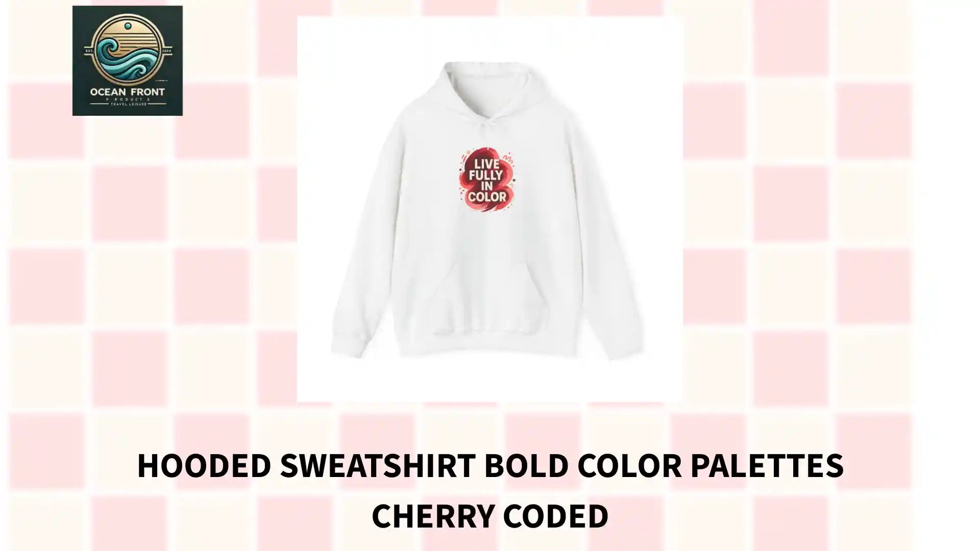 Hooded Sweatshirt Bold Color Palettes Cherry Coded by@Outfy