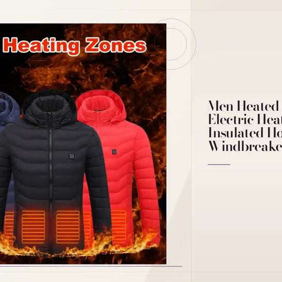 Men Heated Puffer Jacket Electric Heating Coat Insulated Hood Windbreaker 9Heat Zones by@Outfy