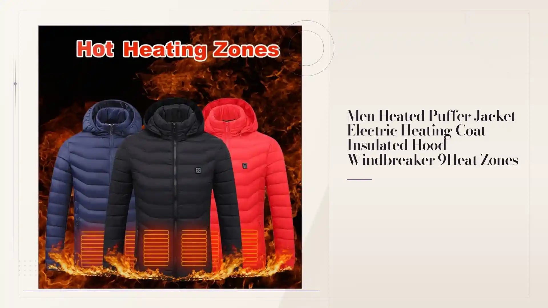 Men Heated Puffer Jacket Electric Heating Coat Insulated Hood Windbreaker 9Heat Zones by@Outfy