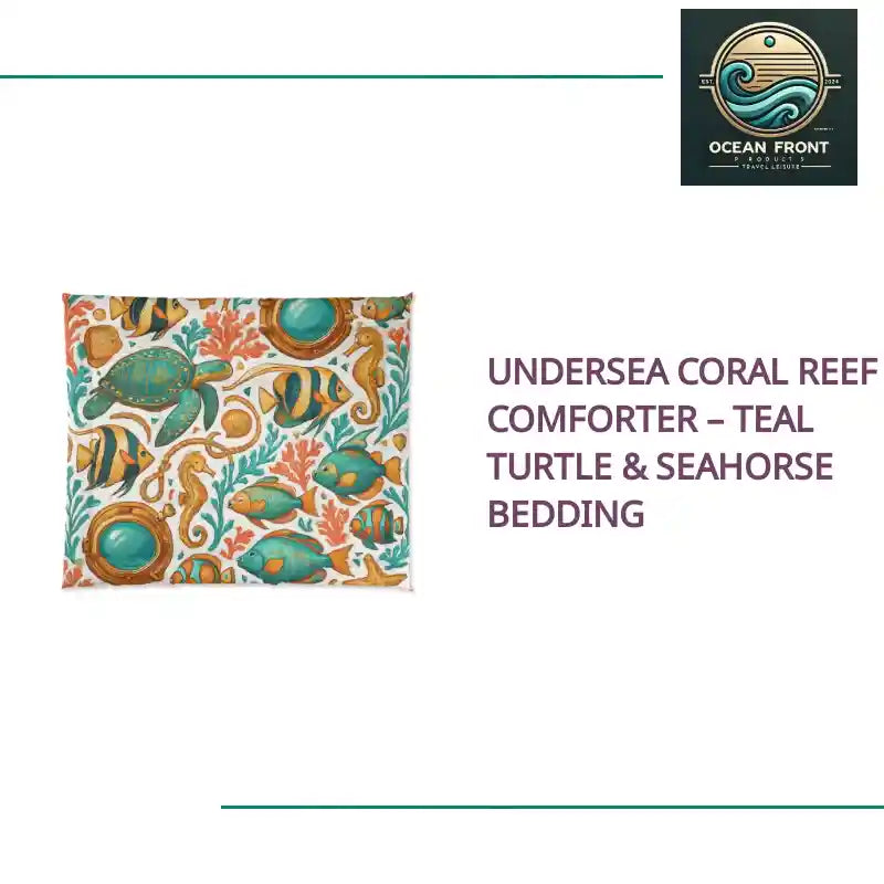 Undersea Coral Reef Comforter &ndash; Teal Turtle & Seahorse Bedding by@Outfy