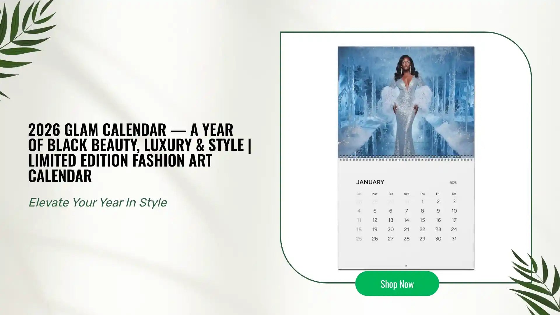 2026 Glam Calendar &mdash; A Year of Black Beauty, Luxury &amp; Style | Limited Edition Fashion Art Calendar by@Outfy