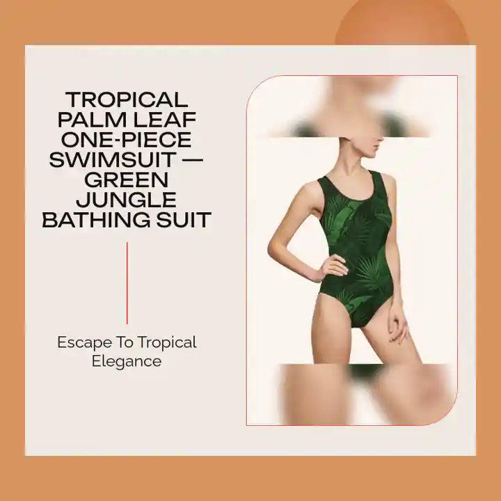 Tropical Palm Leaf One-Piece Swimsuit &mdash; Green Jungle Bathing Suit by@Outfy