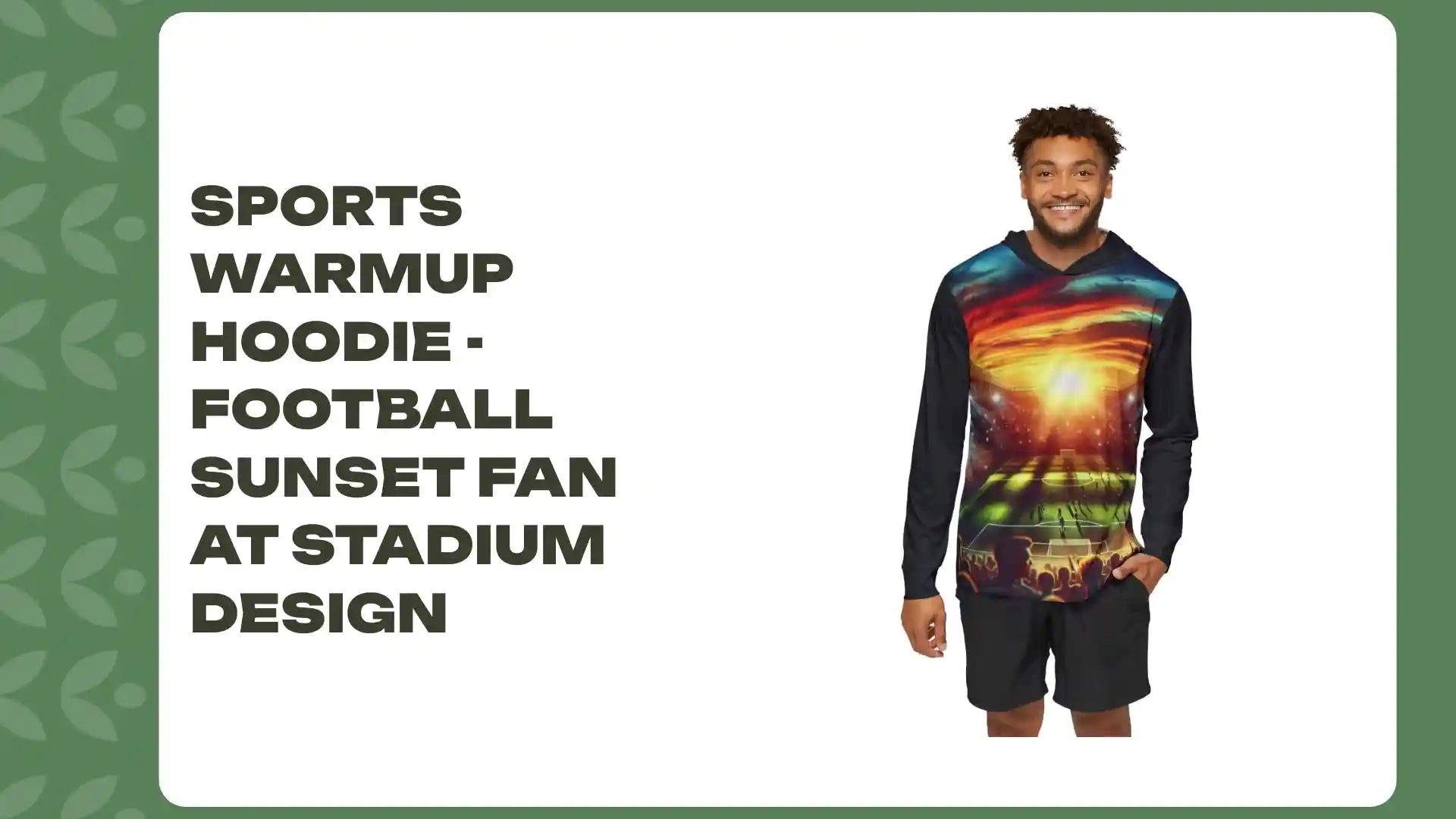 Sports Warmup Hoodie - Football Sunset Fan at Stadium Design by@Outfy