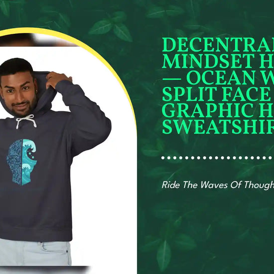 Decentralized Mindset Hoodie &mdash; Ocean Wave Split Face Graphic Hooded Sweatshirt by@Outfy