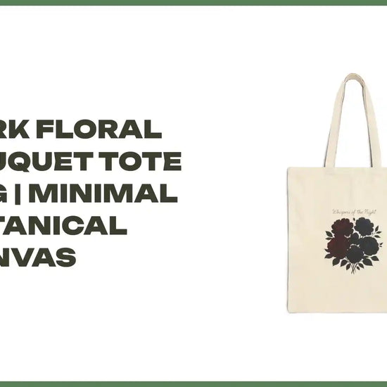 Dark Floral Bouquet Tote Bag | Minimal Botanical Canvas by@Outfy