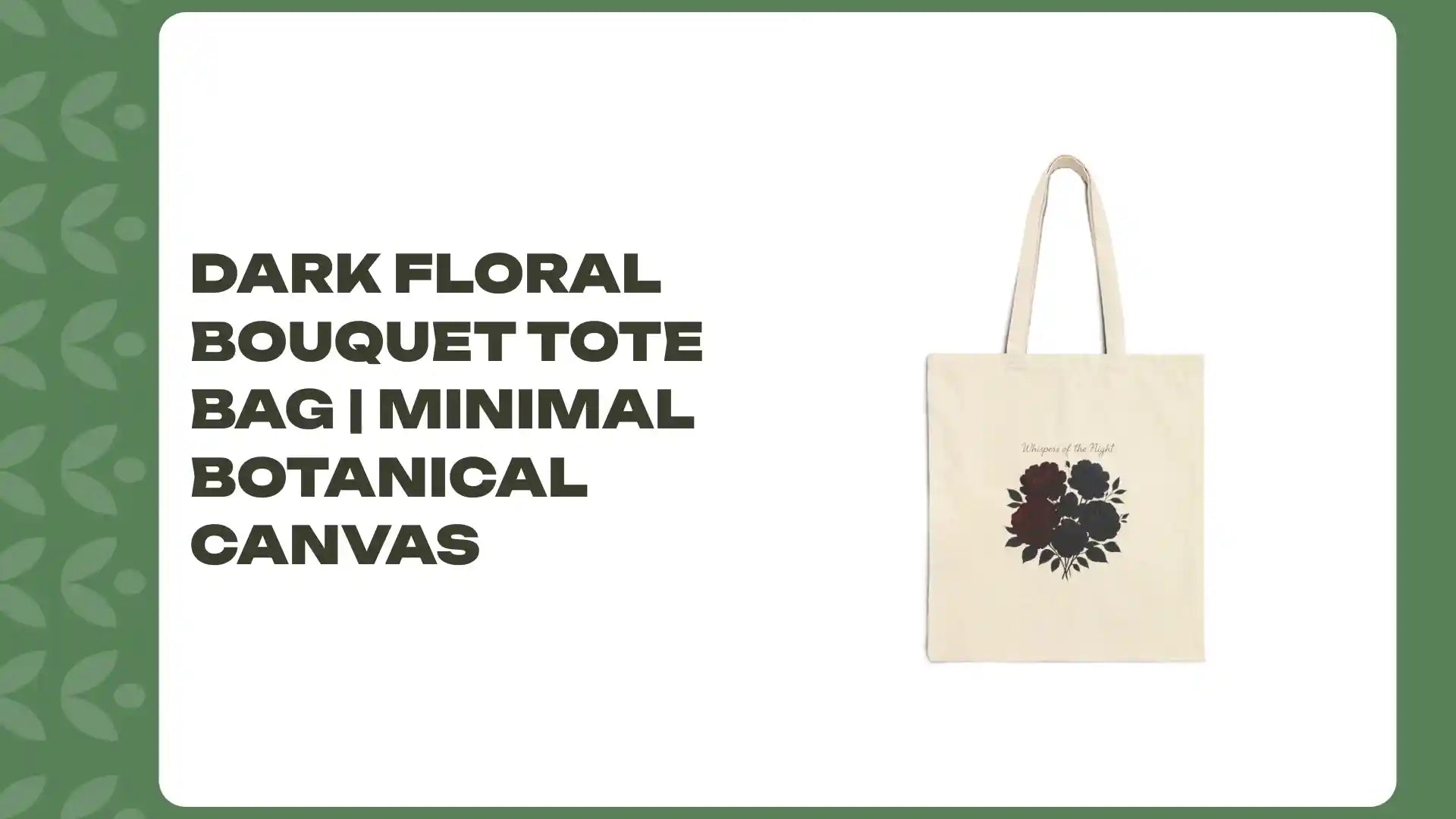 Dark Floral Bouquet Tote Bag | Minimal Botanical Canvas by@Outfy