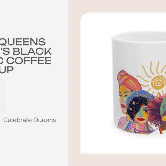 Three Queens Women's Black Graphic coffee cup by@Outfy