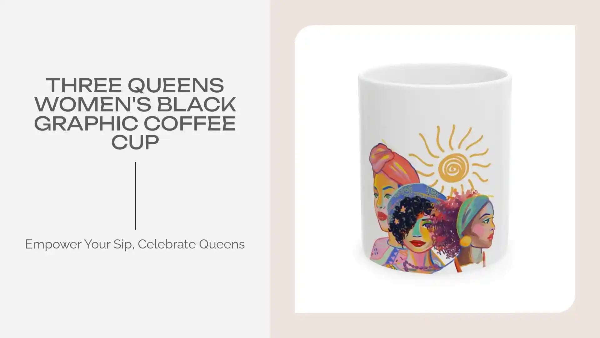 Three Queens Women's Black Graphic coffee cup by@Outfy