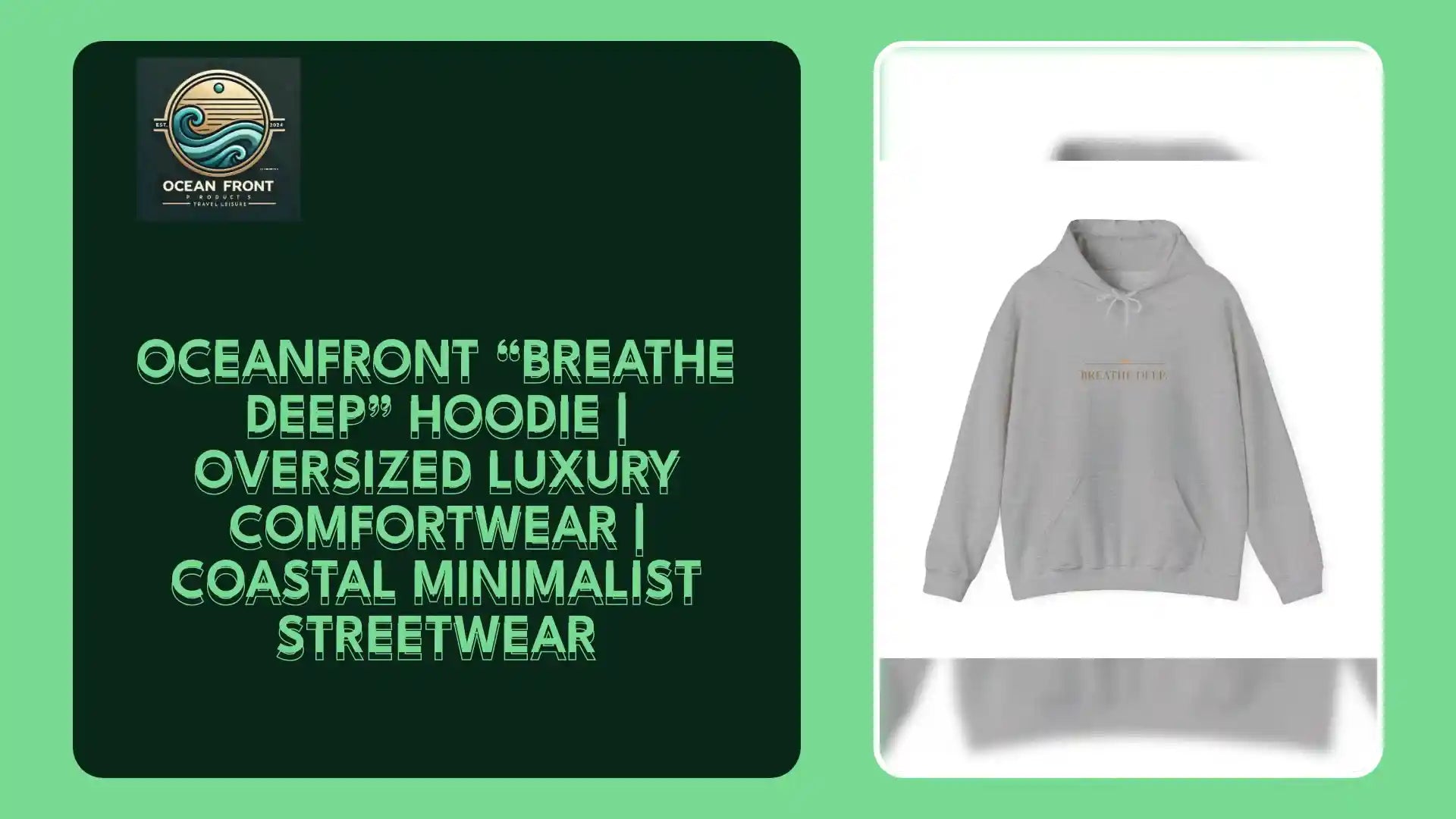 Oceanfront &ldquo;Breathe Deep&rdquo; Hoodie | Oversized Luxury Comfortwear | Coastal Minimalist Streetwear by@Outfy