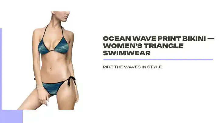 Ocean Wave Print Bikini &mdash; Women's Triangle Swimwear by@Outfy