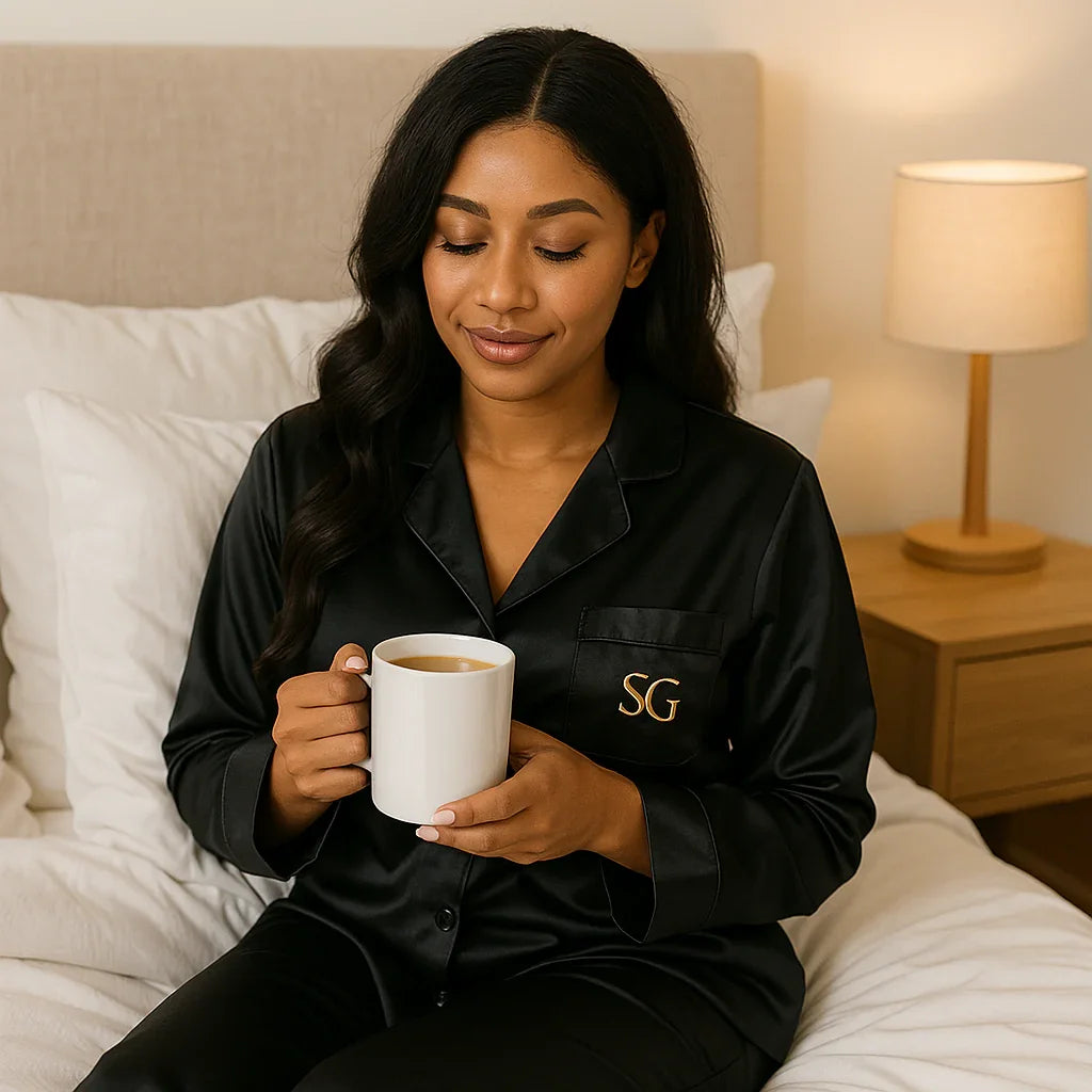 SG Embroidered Resort Style Silk Pajamas - Oceanfront Products