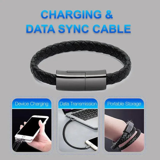 Stylish Braided Leather Bracelets with Built-in USB Charger for Phones - Oceanfront Products