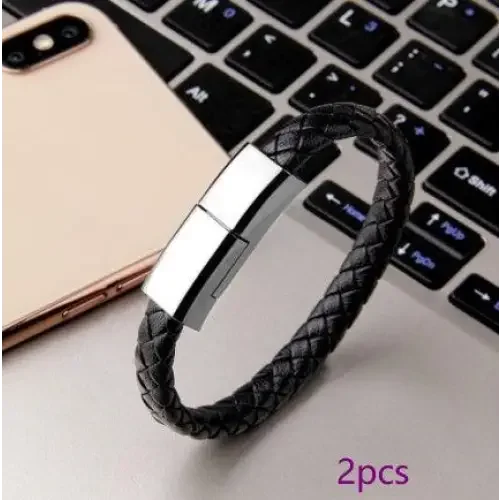 Stylish Braided Leather Bracelets with Built-in USB Charger for Phones - Oceanfront Products