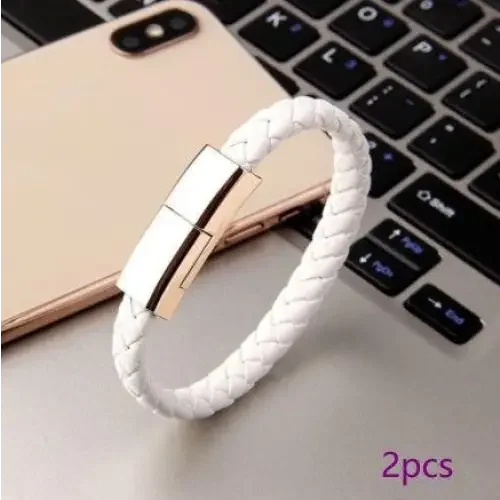Stylish Braided Leather Bracelets with Built-in USB Charger for Phones - Oceanfront Products