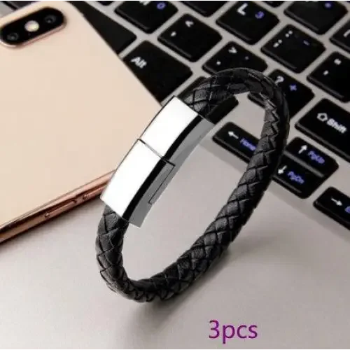 Stylish Braided Leather Bracelets with Built-in USB Charger for Phones - Oceanfront Products