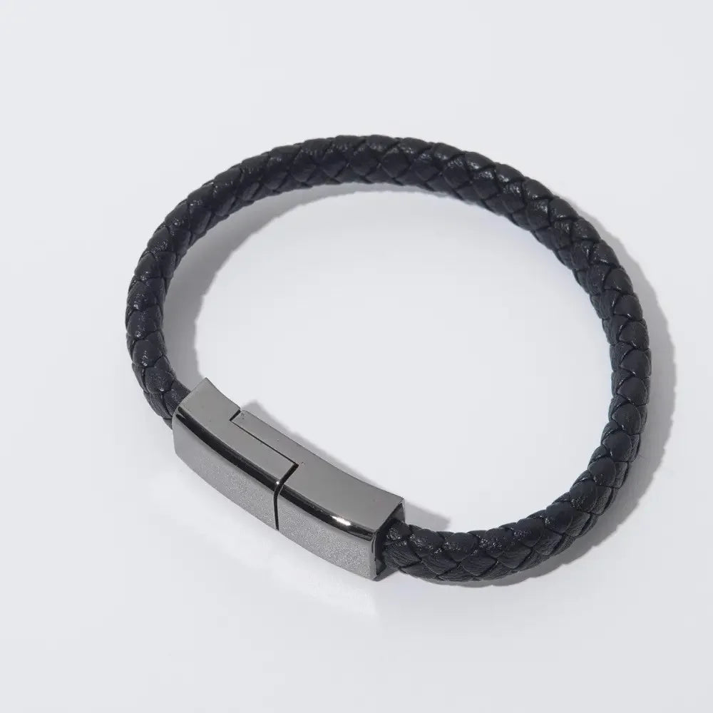 Stylish Braided Leather Bracelets with Built-in USB Charger for Phones - Oceanfront Products