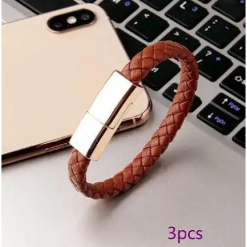 Stylish Braided Leather Bracelets with Built-in USB Charger for Phones - Oceanfront Products
