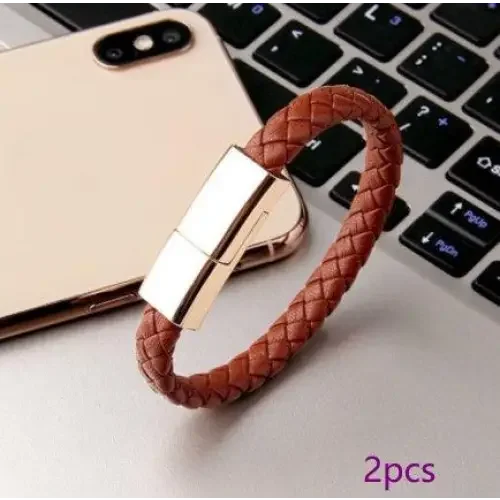 Stylish Braided Leather Bracelets with Built-in USB Charger for Phones - Oceanfront Products