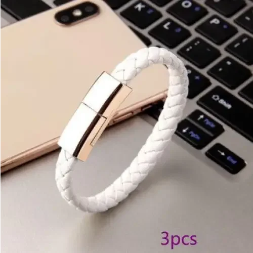 Stylish Braided Leather Bracelets with Built-in USB Charger for Phones - Oceanfront Products